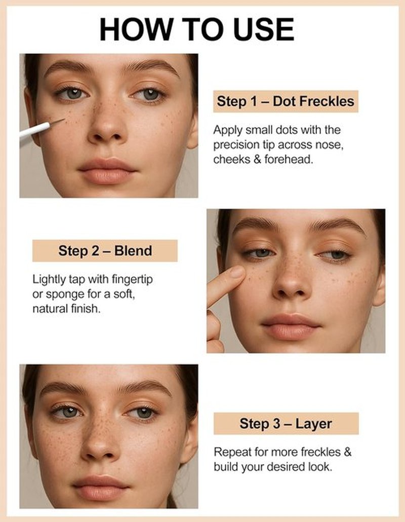 Erinde Faux Freckle Pen - Waterproof Fake Freckles Stamp for Natural-Looking Makeup | 02 Chocolate, Vegan Formula