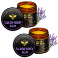 UMHWYZW 2 PCS Tallow and Honey Balm for Face with Lavender Aroma, Organic Grass Fed Beef Tallow for Skin Care for Men Women, Natural Body Moisturizer Cream for Dry Skin(Lavender)