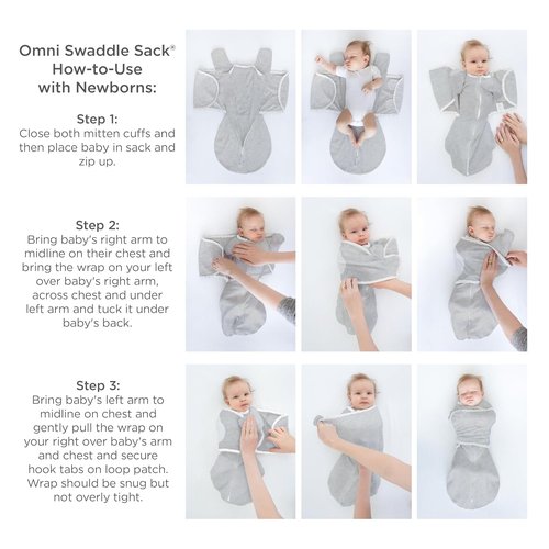 SwaddleDesigns 6-Way Omni Swaddle Sack - Arms Up Design for Newborns | Calms Startle Reflex, Improves Sleep, Small (0-3 Mo, 6-12 lbs), Heathered Butterum