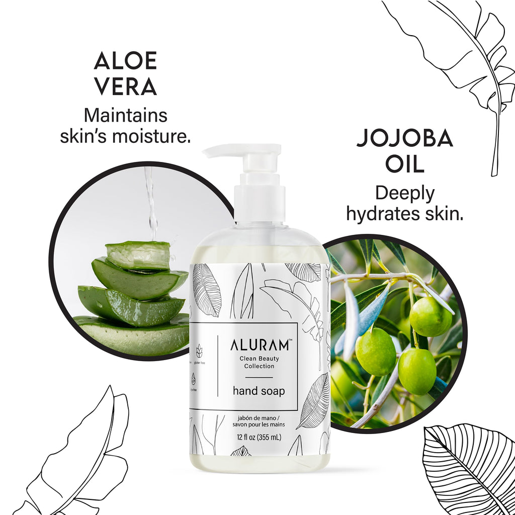 ALURAM Hand Soap, Clean Beauty Collection Hand Wash with Coconut Water Base, Aloe Vera And Jojoba Oil,12 Fl Oz