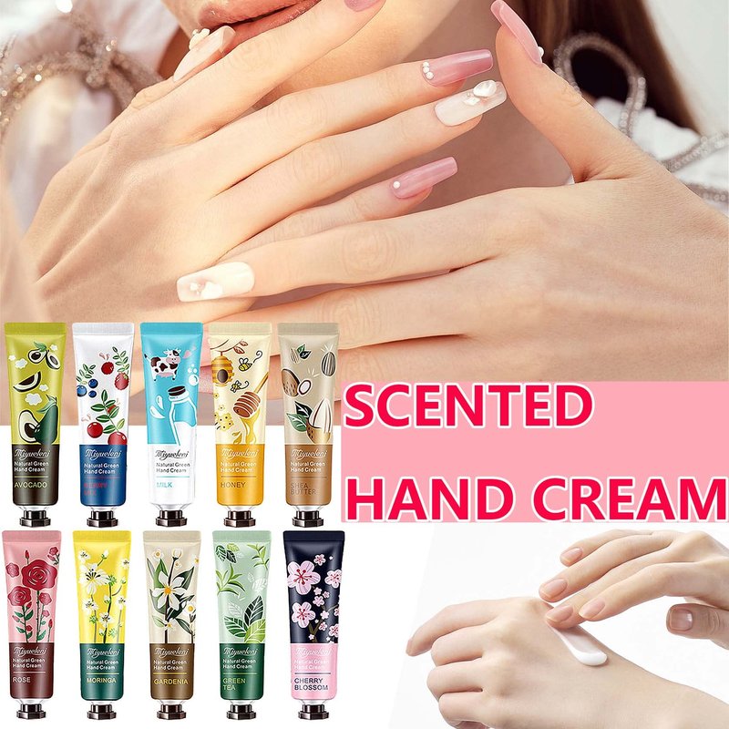 WENJLYJ 10 PCS Natural Plant Fragrance Hand Cream,Moisturizing Hand Lotion for Dry Cracked Hands Mini Travel Hand Lotion Hand Care Cream Gift Sets for Women