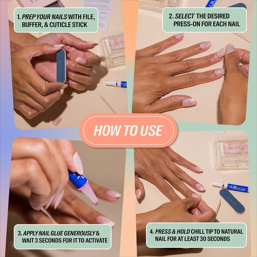 Chillhouse - Chill Tips, Press on Nails Kit - I Do Want Champagne (Almond) - 30 Nail Shapes & Sizes - Up to 2 Weeks of Wear - Customizable - Reusable - Latina Founded, Women Owned - Beauty, Self Care