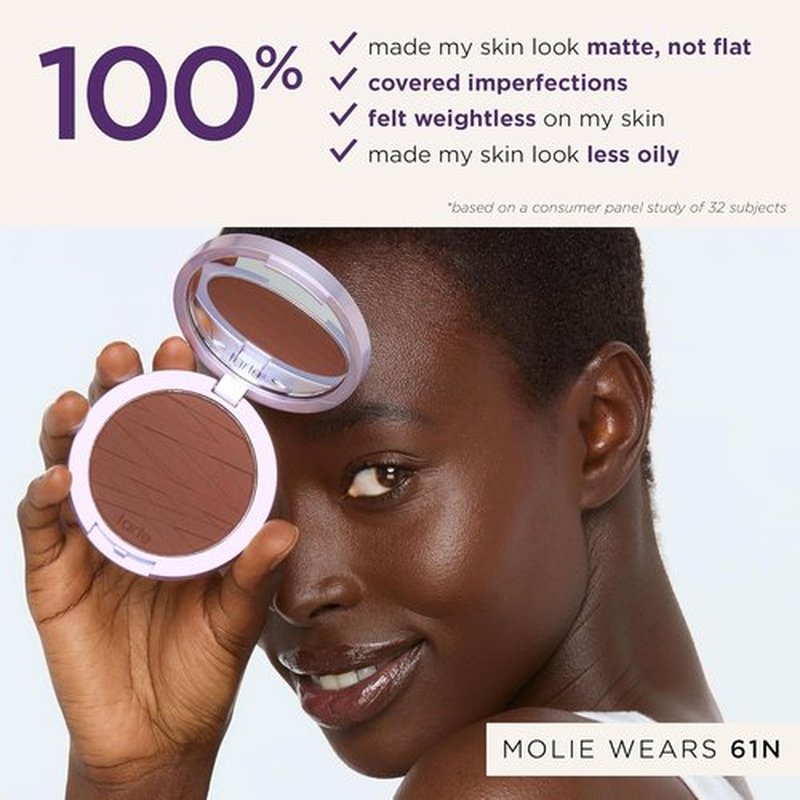 Tarte Face Tape Pressed Powder - Medium-Coverage Waterproof Formula with Hyaluronic Acid & Peptides | Lightweight, Vegan & Cruelty-Free