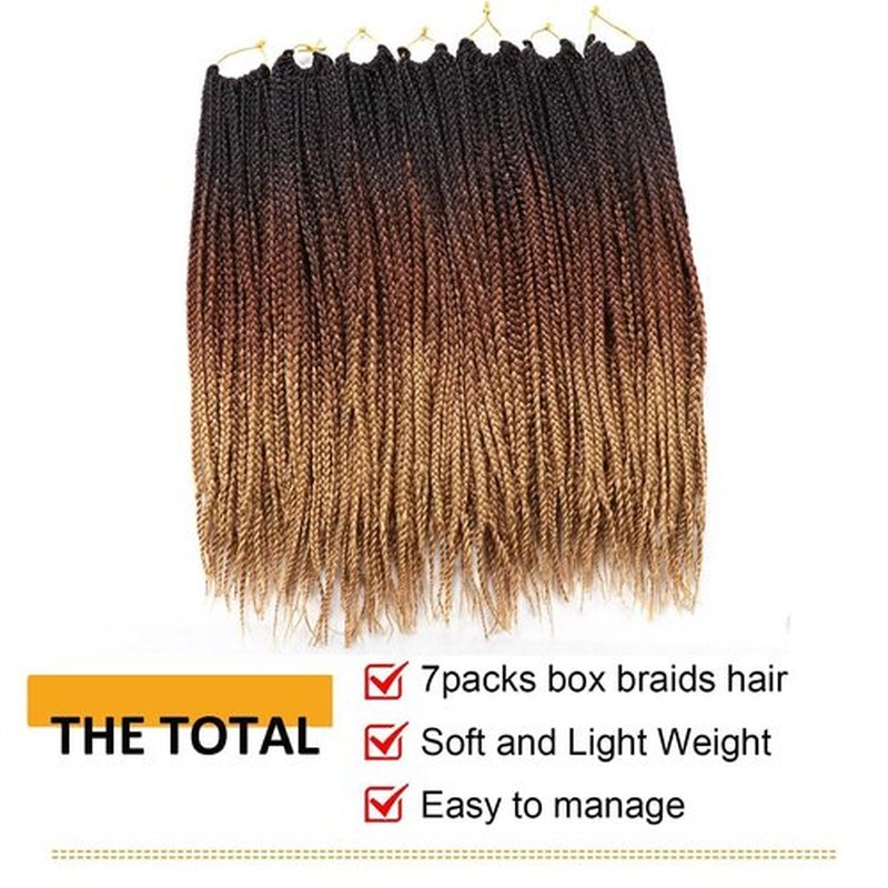 7 Packs Goddess Box Braids Crochet Hair 14 Inch Ombre Prelooped Crochet Box Braids Crochet Hair for Black Women Braiding Hair (14 Inch 7 Pack, 1B/30/27)
