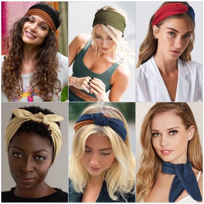 AQOKKA Elastic Bow Headbands for Women Girls Rabbit Ears Knotted Head Bands for Women's Hair Non Slip Boho Headwrap Sport Cute Hair Accessories