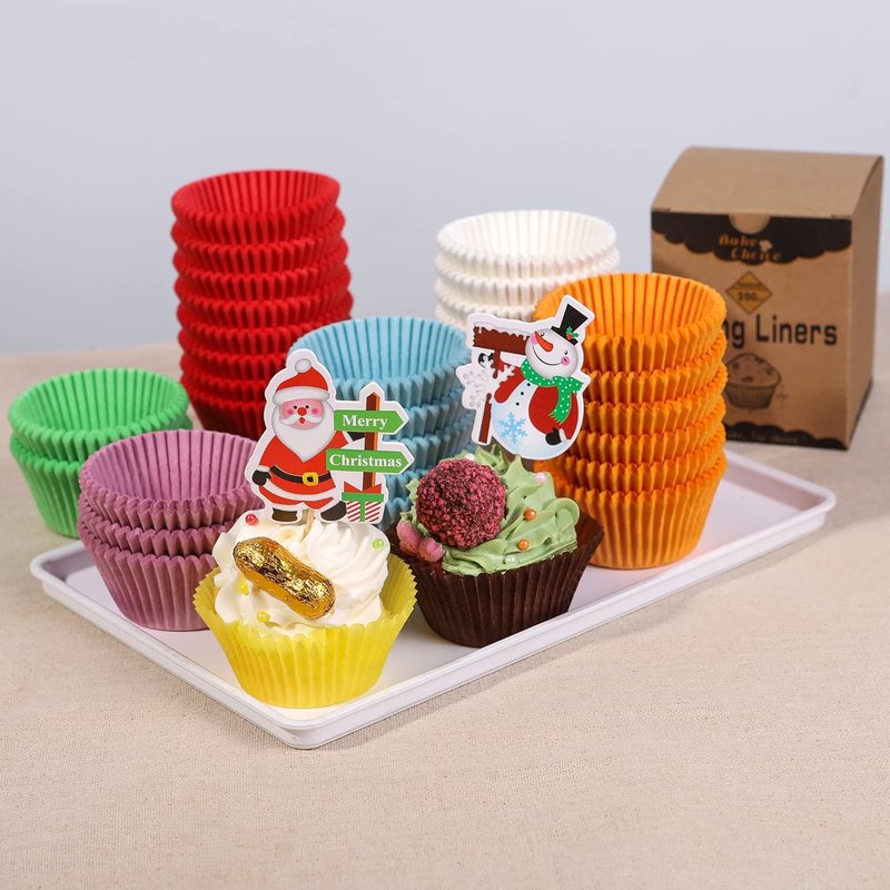 Bake Choice Cupcake Liners - 200 Pcs Food-Grade Brown Grease-Proof Muffin Wrappers for Baking & Decorating