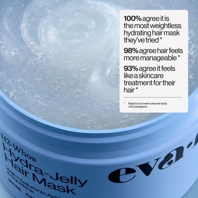 Eva NYC Hydrating Jelly Hair Mask for Long-Lasting Hydration - Infused with Hyaluronic Acid and Squalane - Lightweight Jelly Texture Hydrating Mask- For All Hair Types - Jasmine Scent - 8.4 fl oz
