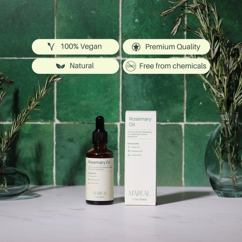 MAREAL | Pure Rosemary Oil for Hair Growth & Scalp Health | Infused with Castor & Coconut Oil | Hair Thickening & Regrowth Treatment for Women & Men | 100% Natural | Up to 2-Month Supply | 1.7 fl oz