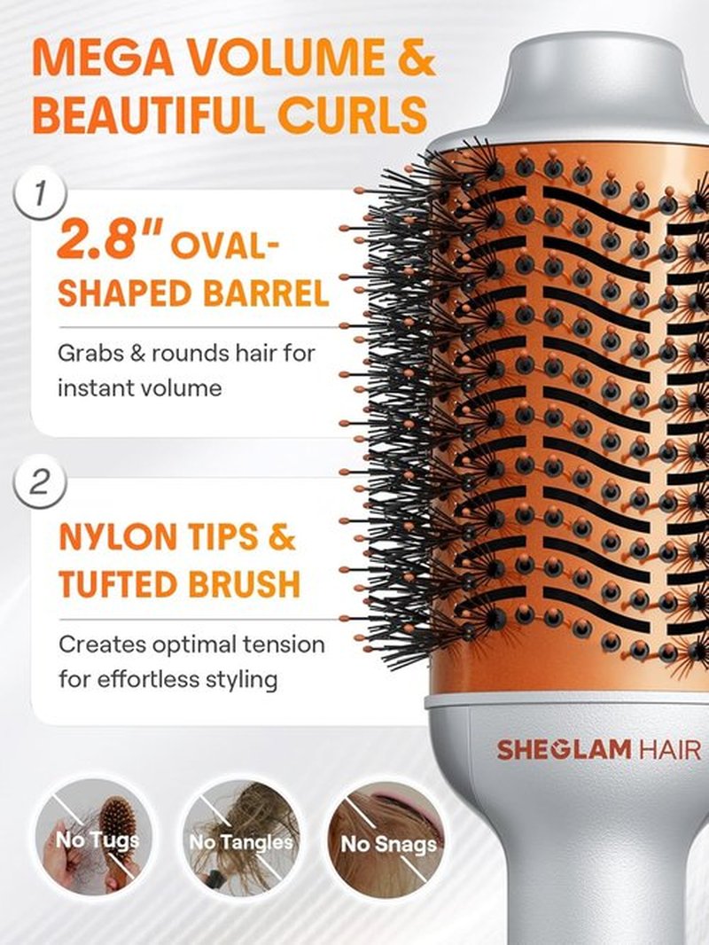 SHEGLAM 4-in-1 Hot Air Brush - 24K Shine Hair Oil for Smooth, Shiny Hair