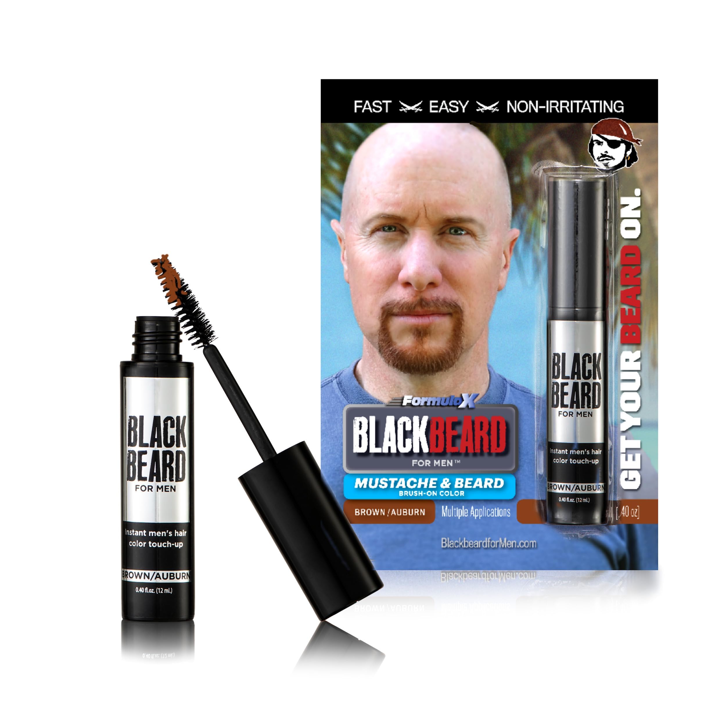 Blackbeard for Men Instant Beard Color, Brown/Auburn, 6 Pack