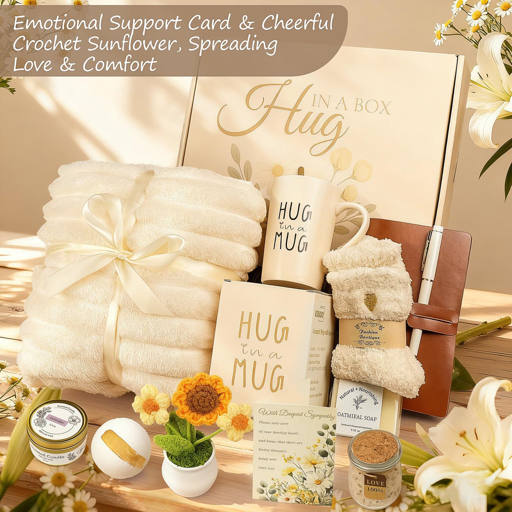 11PCS Sympathy Gift Baskets, Sympathy Gifts for Loss of Loved One, Bereavement Grief Memorial Condolence Gift Basket for Loss,Miscarriage Care Package for Women Hug in a Box Gifts for Loss of Mom Dad
