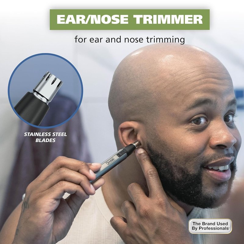 Wahl Micro Groomsman Personal Trimmer - Hygienic Grooming with Rinseable Heads for Eyebrows, Nose & Ears - 05640-600
