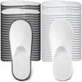 Ramede 80 Pairs Non Slip Disposable Slippers Bulk Hotel Spa Fluffy Closed Toe Indoor Slippers for Guests Men Women Home Wedding Travel Party(White, Gray)