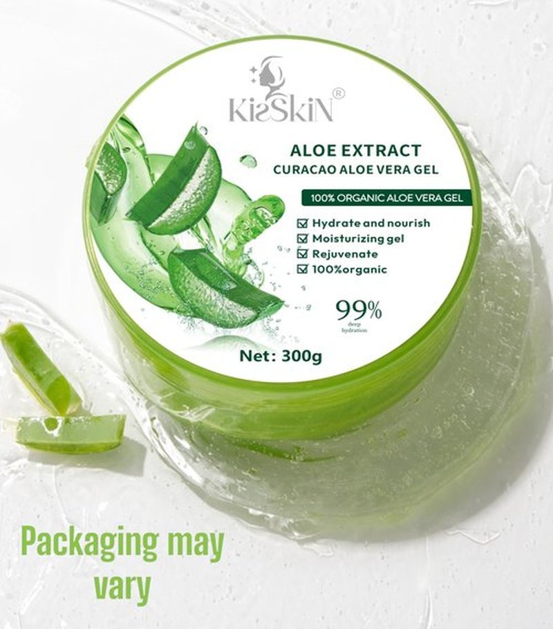 kisskin Organic Aloe Vera Gel, 100% Pure Soothing Moisturizer And Hydrating Gel, Fast Absorbing, Unscented,For Face, Body, Hair And Skin, No Alcohol And Unscented 10.5oz