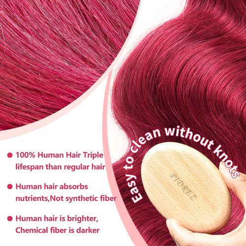 24 Inch Burgundy Lace Front Wigs Human Hair 99j 13x6 Body Wave Wigs Human Hair 180% Density Preplucked Full and Thick,100% Real Human Hair No Synthetic Blend No Tangle No Shedding Triple Lifespan 3X