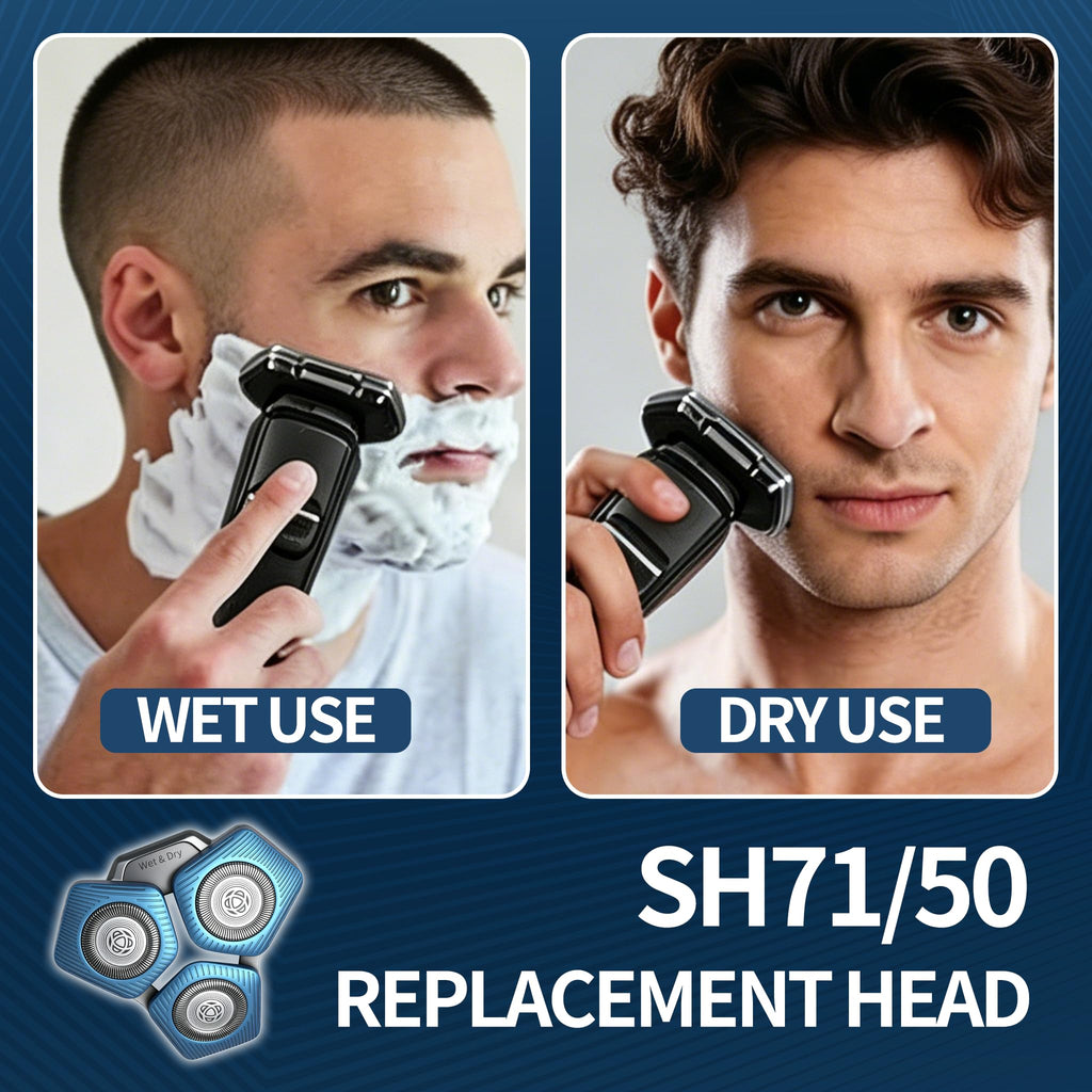 SH71/50 Replacement Heads for Ph*-lips No*elco Shavers,Compatible with Series 7000 & 5000 Electric Razor Blades, Wet & Dry Use, Easy-Install Replacement Shaver Heads, 1 Pack (Blue)
