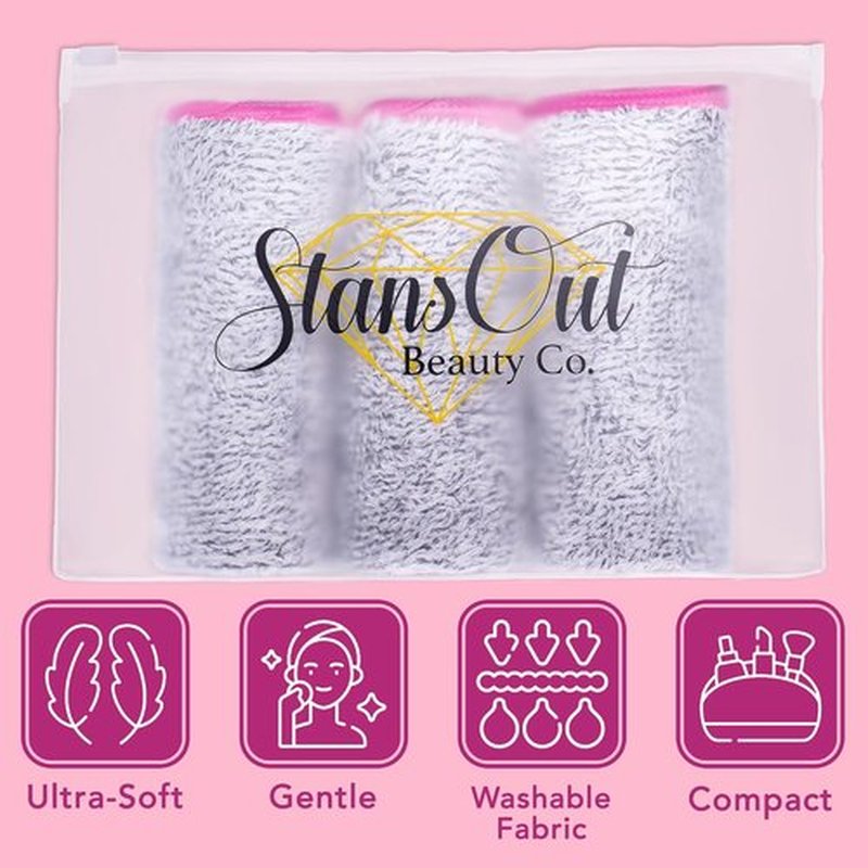 StansOut Makeup Towels - Reusable Microfiber Makeup Remover Cloths - Soft Facial Washcloths, 12x12 in, Gray