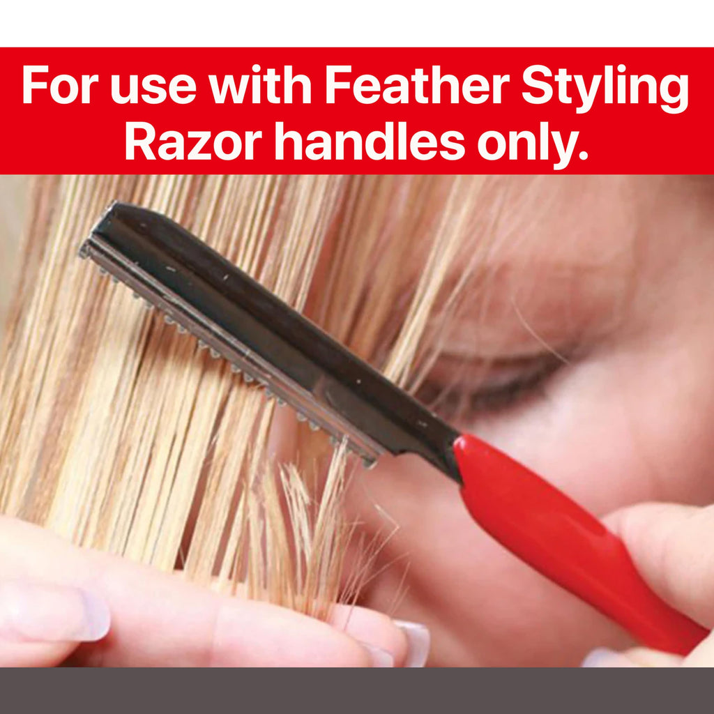 Feather - Styling Razor Texturizing Blades - For Professional Hair Cutting - Thinning, Texturizing, Shaping, and Styling - Japanese Stainless Steel - Replacement Blades - 10 Pack Made in Japan