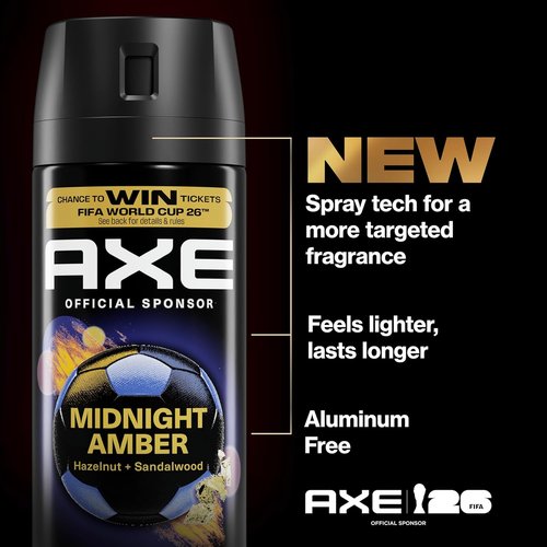 AXE Fine Fragrance Body Spray - Midnight Amber, 72-Hour Freshness, Aluminum-Free, 2.9 oz