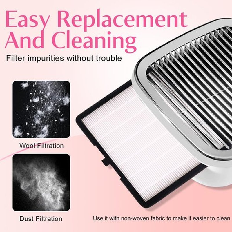 Nail Dust Collector Filters of 2 Pack Nail Dust Suction Collector Replacement Filter with Nail Art Dust Powder Remover Brush (7‘’*6.9‘’*1‘’, Count, 4)