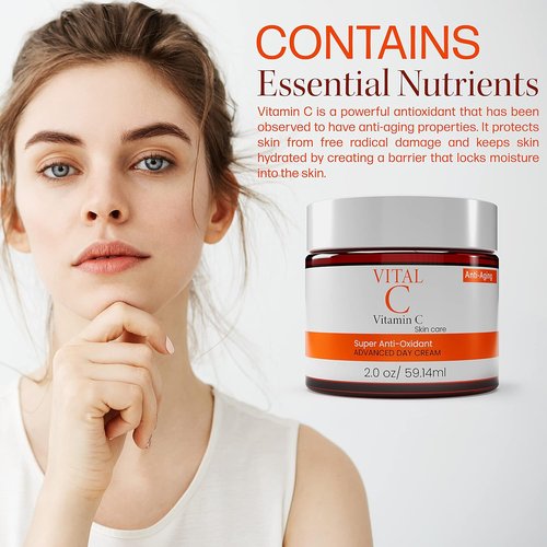 Dermapeutics Advanced Vitamin C Face Moisturizer - Hydrating Anti-Oxidant Cream for Wrinkles & Dark Spots | 2 Fl Oz