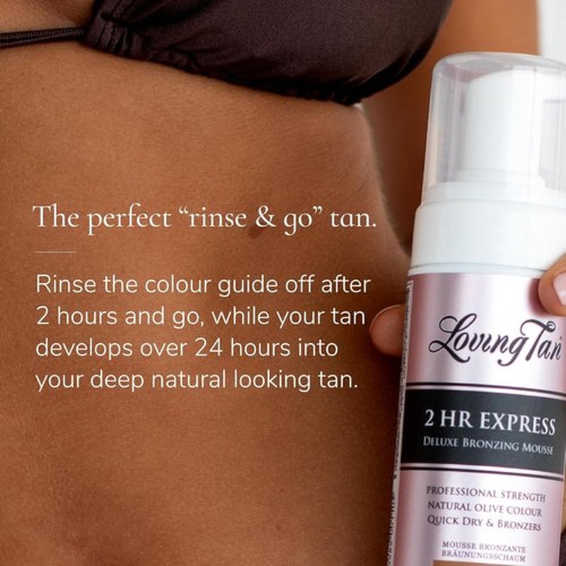 Loving Tan 2HR Express Self Tanner Kit - Dark Travel Size with Bronzing Mousse & Applicator Mitt - 1.6 Fl Oz