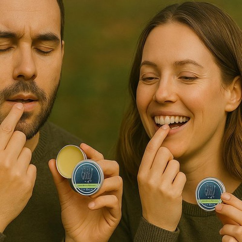 The Ilex Wood - Lip Balm Pack of 3 - Lemon Balm and Peppermint - All natural, coldsore prevention, cruelty free, plastic free, moisturising lip balm, handcrafted - 3 x 10ml (3 x 0.34 fl oz)