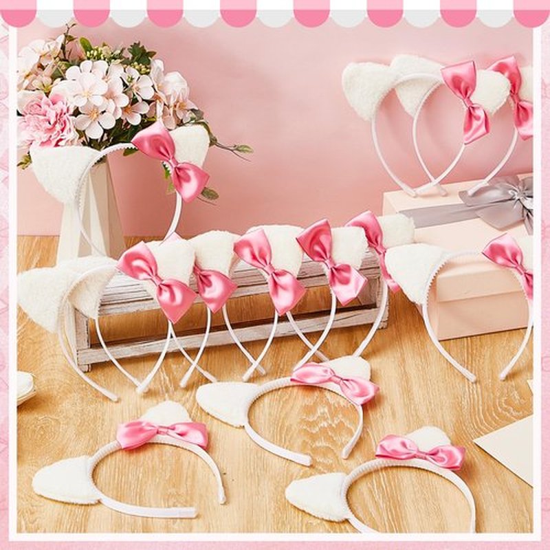 Knitgrip 12 Pcs Kitty Cat Ears Headbands Gift for Kitty Friends Birthday Party Favor Kitten Decoration(Pink,Classic)
