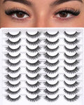 Azenlo False Eyelashes 20 Pairs Wispy Lashes Faux Mink Lashes 14mm 3D Fluffy Cat Eye Lashes （style 20-061)