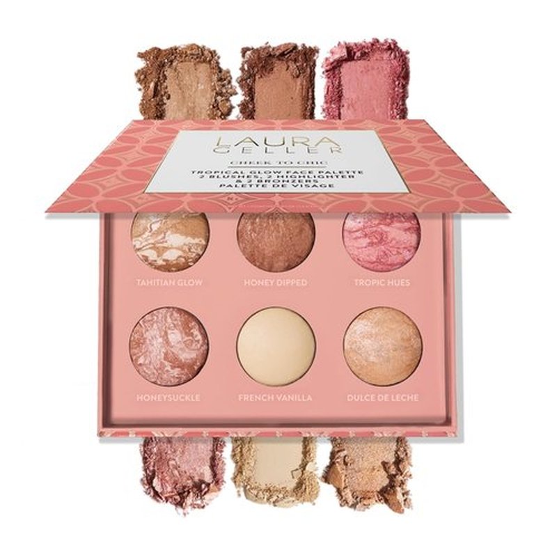 Laura Geller New York Cheek to Chic Tropical Glow Palette - 2 Blushes, 2 Bronzers & 2 Highlighters
