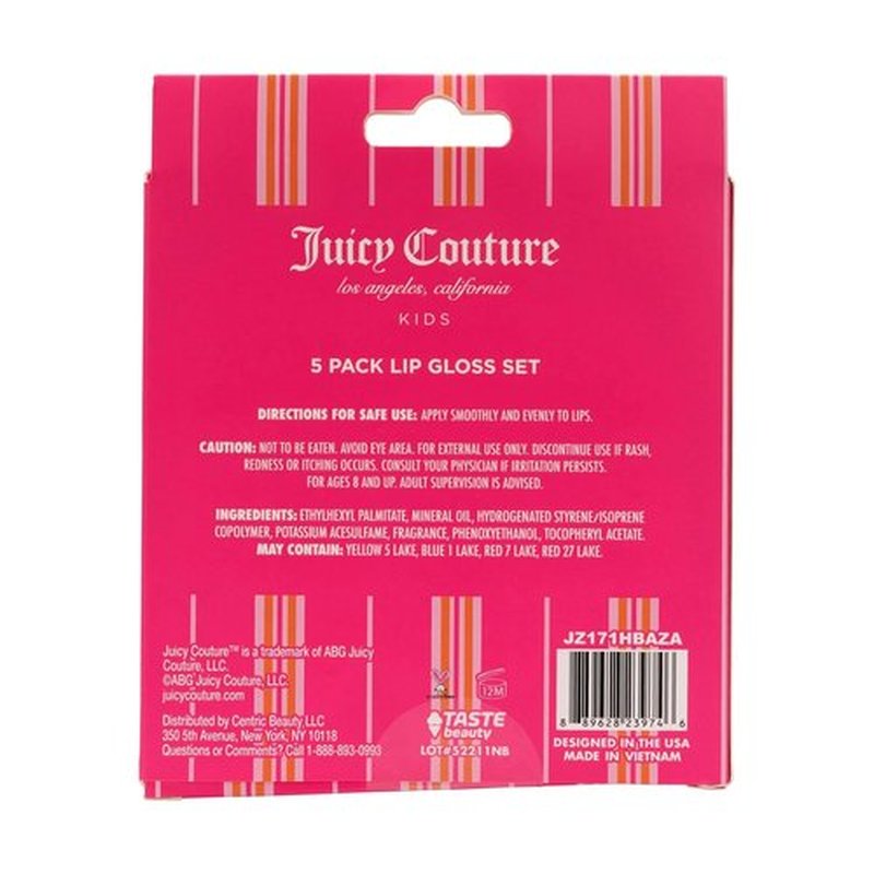 Juicy Couture Lip Gloss Set - 5 Vibrant Shades in Adorable Packaging for Girls & Tweens