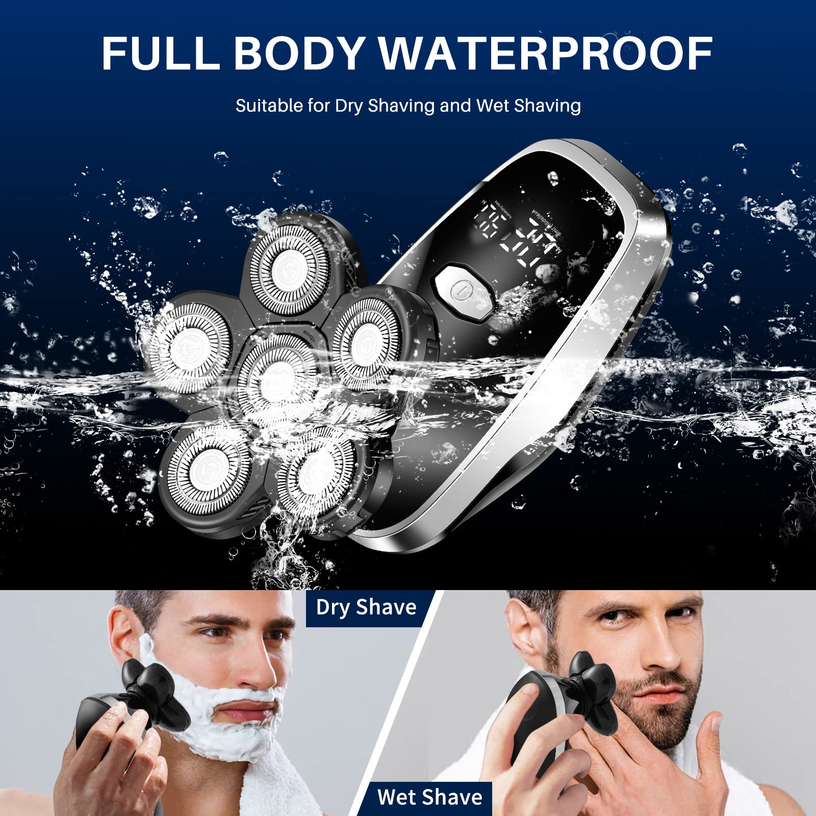 Head Shavers for Bald Men Upgraded Electric Razors for Men Multifunctional Electric Shaver for Balding Head Rechargeable Razors for Bald Man Waterproof Mens Head Razor Cordless Rotary Shaver