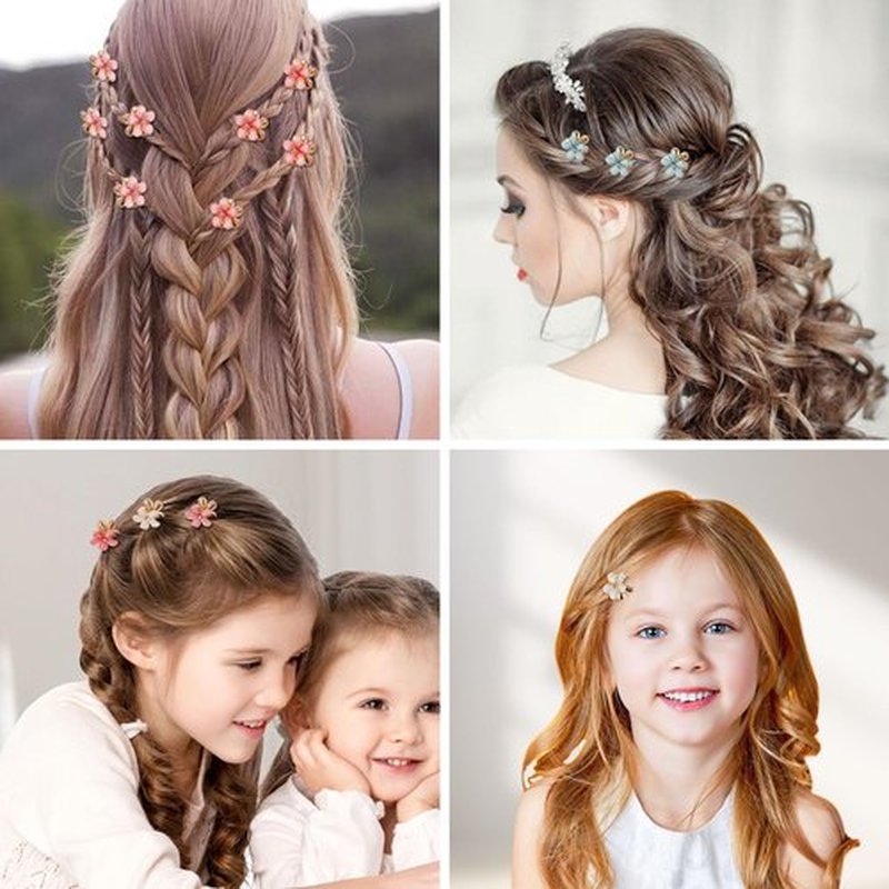 QIUTIMIY Small Flower Hair Clips for Women 16PCS Colourful Mini Crystal Flower Claw Clips for Thin/Thick Curly Hair Non Slip Bangs Pins(16PCS-Style 6)