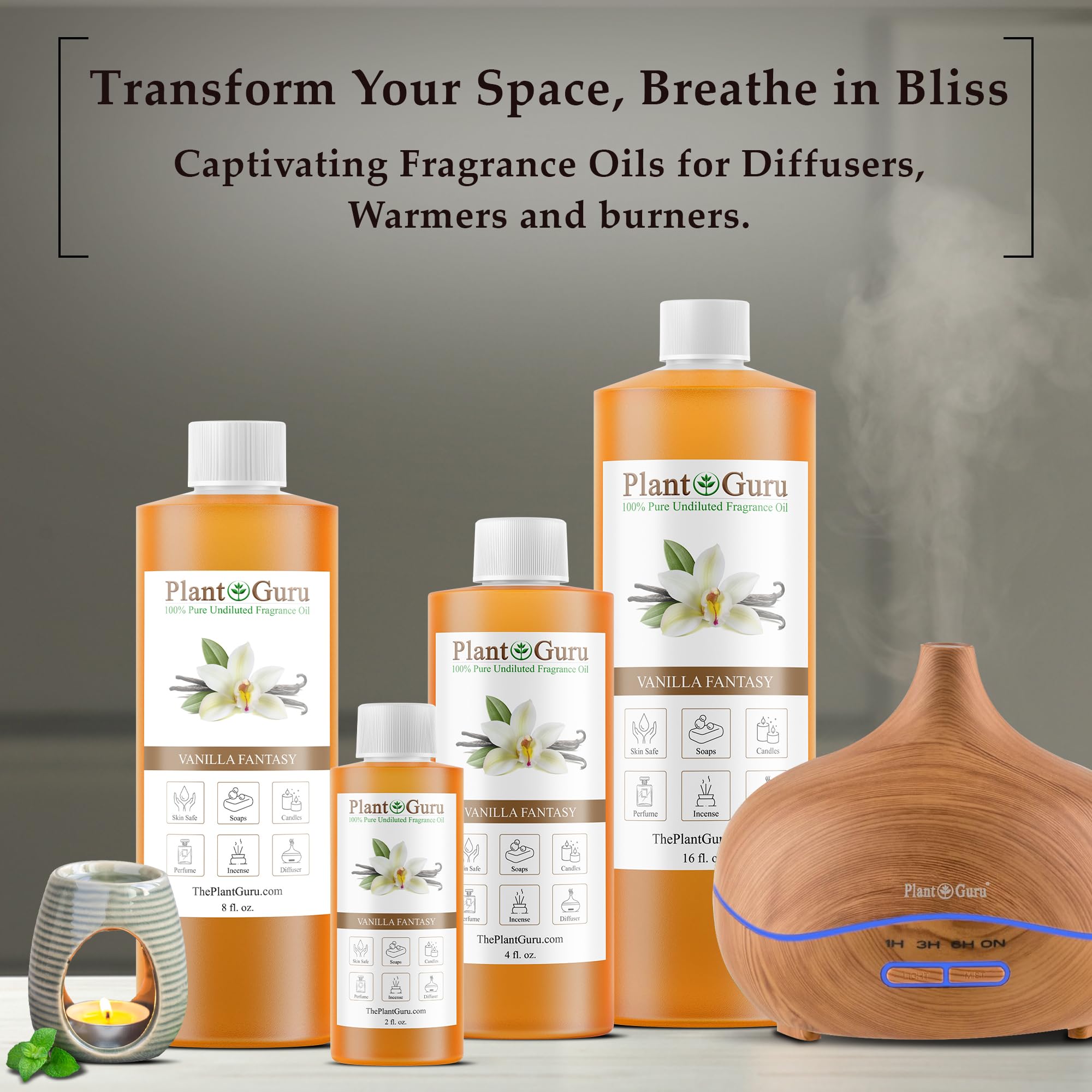 Vanilla Fantasy Fragrance Oil 8 fl. oz. Scented Oil for DIY Soap Making, Candles, Bath Bombs, Body Butters. Used in Aromatherapy Diffusers, Burners and Warmers. Great Addition to Lotions and Creams.