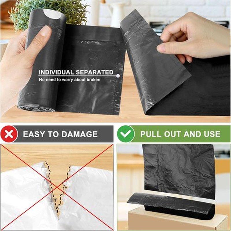 Skiennix 4 Gallon Drawstring Trash Bags - Tear-Free Bathroom & Office Wastebasket Liners | 132 Count, Black