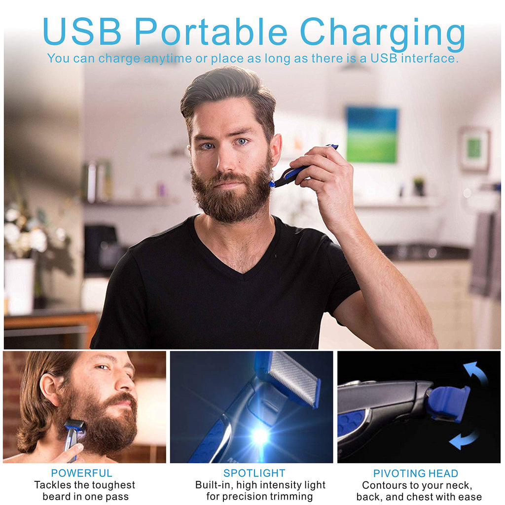 Mens Hair Trimmer & Body Shaver that Trims, Edges, Shaves, and Grooms - Rechargeable Beard Trimmer for Men