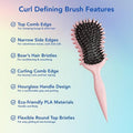 Skiennix Curl Defining Brush - Edge Control Round Hairbrush for Blowouts | Boar Bristle Design (Green)