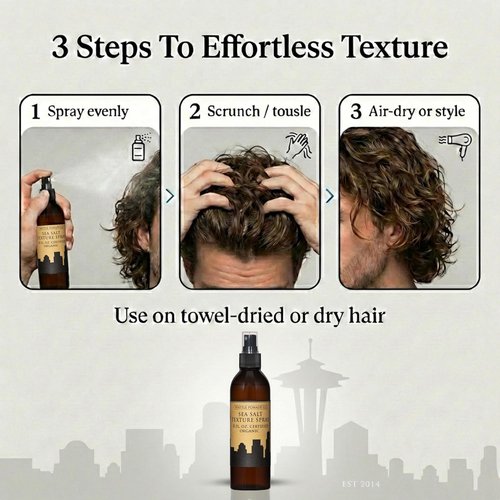 Seattle Pomade Co. Organic Sea Salt Spray - Natural Non-GMO & Vegan Hair Styling | 8 fl oz