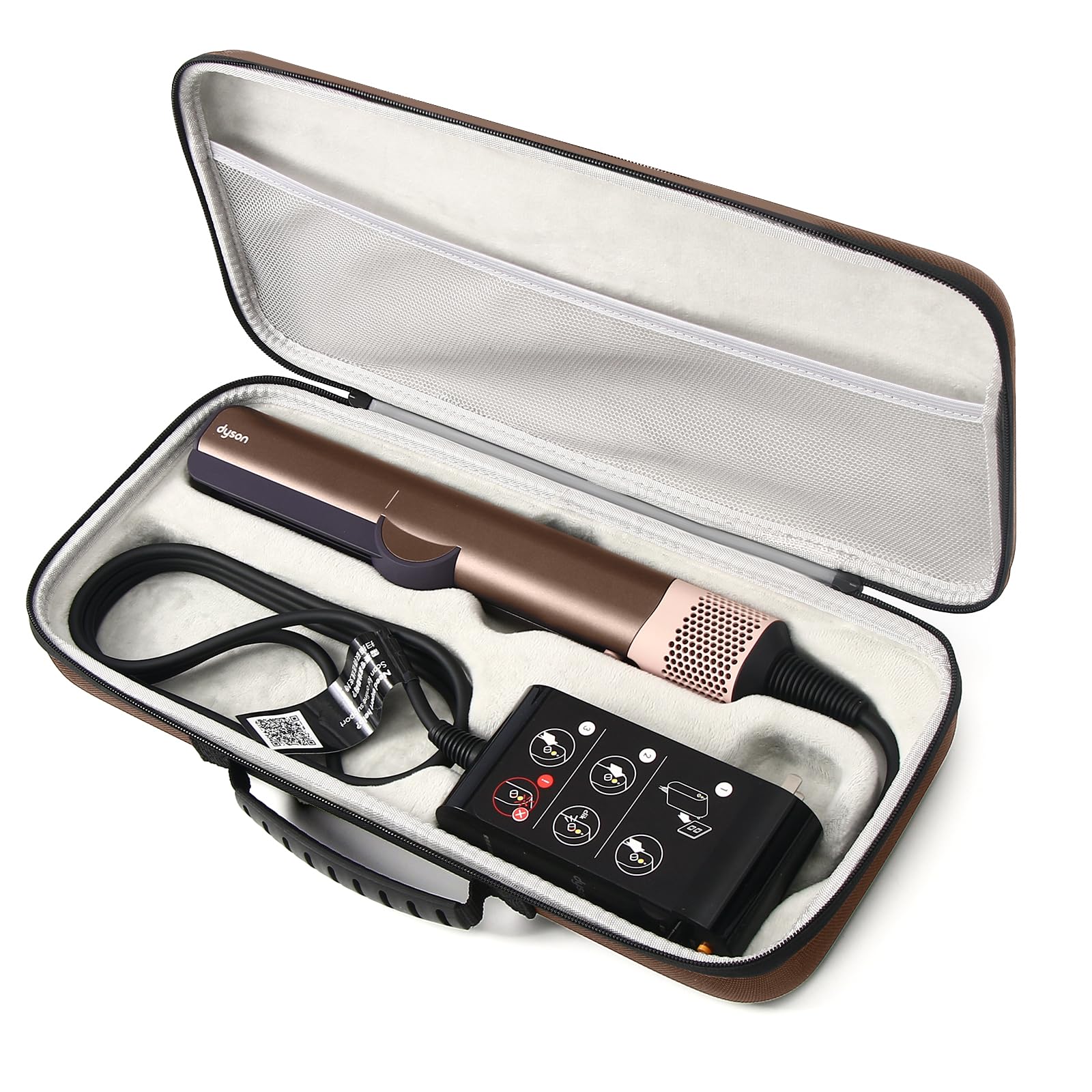 Guganas Hard travel Case Compatible with Dyson Airstrait Straightener, Carrying storage Bag for Airstrait HT01. (Brown)
