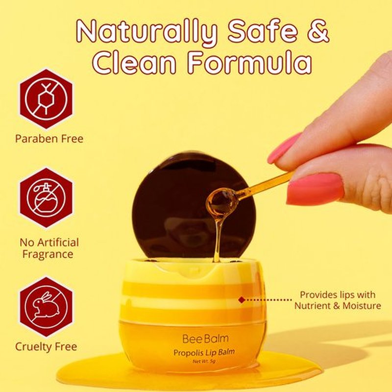 Original My Bee Balm Lip Balm - Propolis Hydrating Balm Honey Pot for Dry, Chapped & Cracked Lips with Propolis, Honey & Vitamin E - Soften, Smooth & Reduce Lip Lines