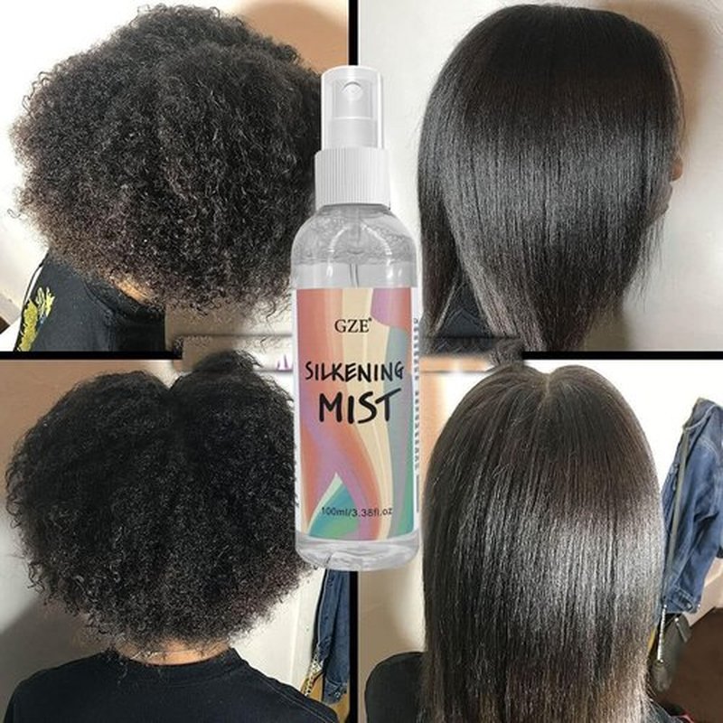 GZE Silk Spray with Moroccan Argan Oil - Alcohol-Free Thermal Protector for Hair Straightening & Detangling