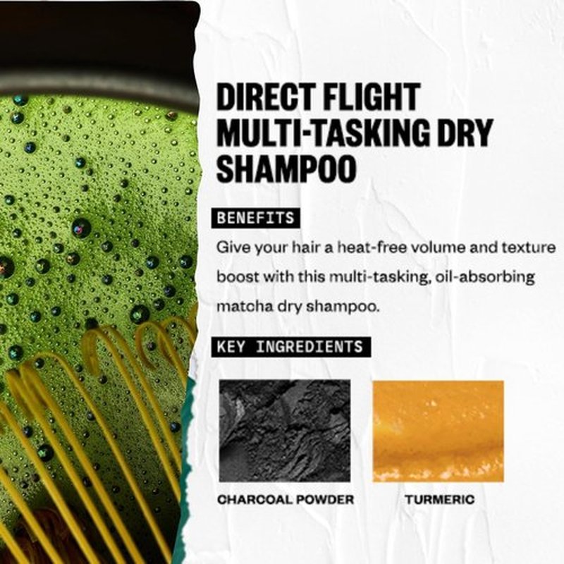 IGK DIRECT FLIGHT Multi-Tasking Matcha Dry Shampoo - Lightly Cleanses & Refreshes Hair | No White Residue | 6.3 Oz