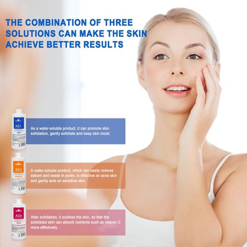 Elitzia 2 Set of Aqua Peeling Solution Facial Dermabrasion Machine Aqua Peel Serum Skin Care AS1 SA2 AO3 for Face Cleansing & Moisturizing 400ml/14.1Fl.oz (Set of 3 Bottles) ETYYS123