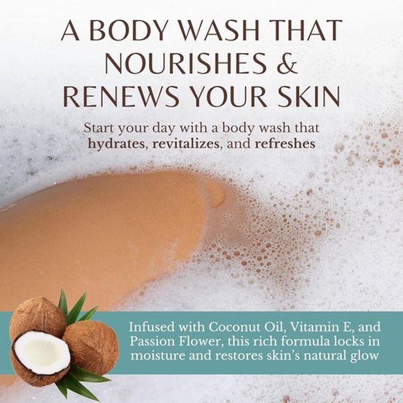 EDENIKA BOTANICALS Coconut Body Wash - Ultra Moisturizing Shower Gel for Dry Skin | 16 fl oz, 2-Pack