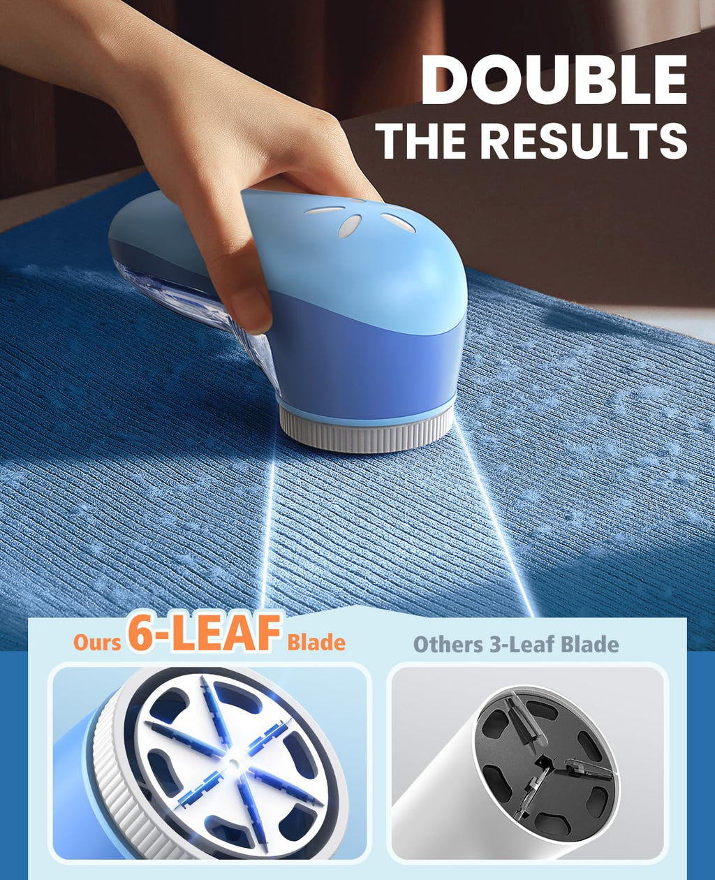 POPCHOSE Fabric Shaver, Lint Shaver with 6-Leaf Blade, Rechargeable