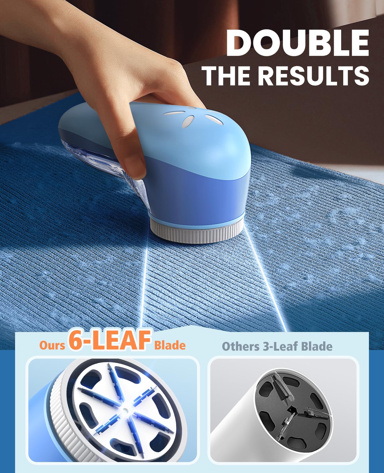 POPCHOSE Fabric Shaver, Lint Shaver with 6-Leaf Blade, Rechargeable