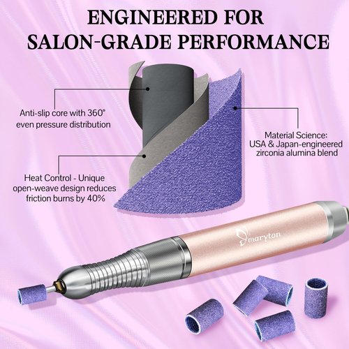 Maryton 500 Pcs Sanding Bands for Nail Drill, Fine Grit Nail Sanding Band Bulk for Professional Salons Manicure and Pedicure
