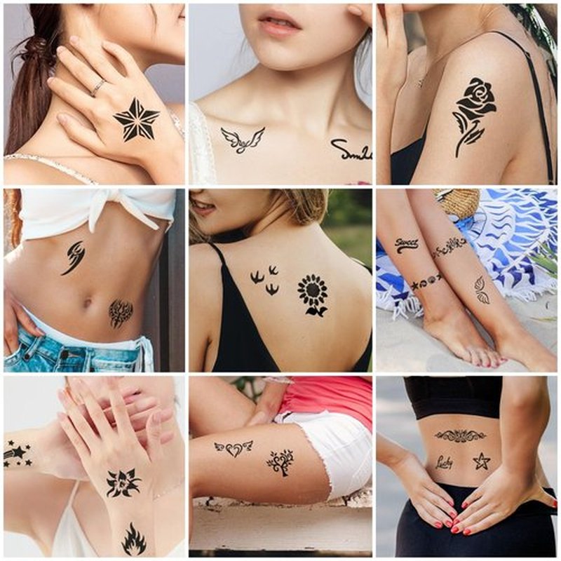 12 Temporary Tattoo Stencils,142 PCS Henna Stencils Reusable Tattoo Stencils for Face Body Art Painting for Women Men Adults Kids