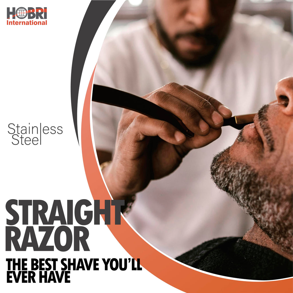 Premium Barber Straight Edge Razor with 10 Blades Men's Manual Shaver Salon Quality Razor (Black)