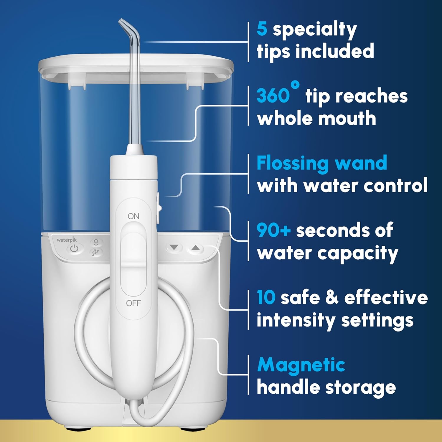 Waterpik Promax Water Flosser - SmartAdvance Mode for Gum Health & Teeth Cleaning | 10 Settings, 5 Tips, Quiet Design